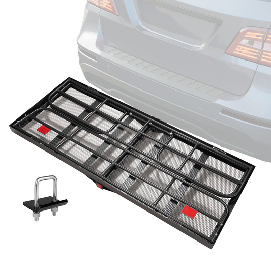 VEVOR 60 x 24 x 14 in Hitch Cargo Carrier, 400lbs Capacity Folding Trailer Hitch Mount Cargo Basket, Steel Luggage Carrier Rack Fits 2" Hitch Receiver for SUV Truck Pickup with Stabilizer
