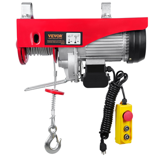 VEVOR Electric Hoist, 440 lbs Lifting Capacity, 480W 110V Electric Steel Wire Winch with 14ft Wired Remote Control, 40ft Single Cable Lifting Height & Pure Copper Motor, for Garage Warehouse Factory
