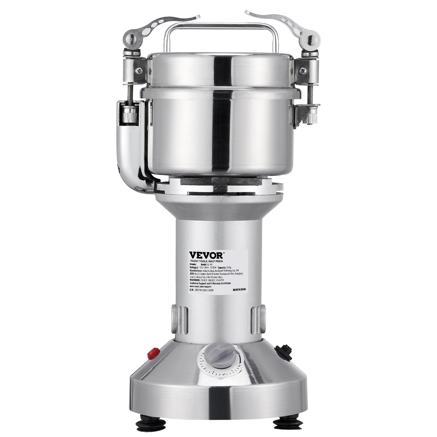 VEVOR 150g Electric Grain Mill Grinder, High Speed 1050W Commercial Spice Grinders, Stainless Steel Pulverizer Powder Machine, for Dry Herbs Grains Spices Cereals Coffee Corn Pepper, Straight Type