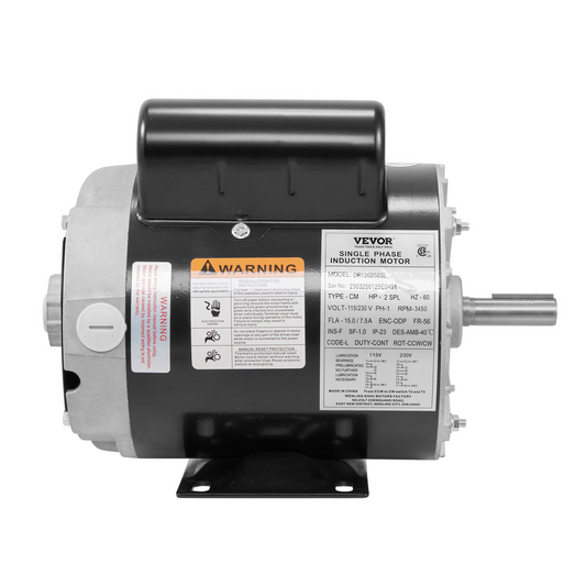 VEVOR 2HP SPL Air Compressor Electric Motor, 115/230V, 15/7.5Amps, 56 Frame 3450RPM, 5/8" Keyed Shaft, CW/CCW Rotation, 1.88" Shaft Length for Air Compressors