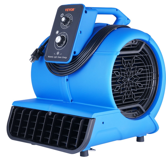 VEVOR Floor Blower, 1/2 HP, 2600 CFM Air Mover for Drying and Cooling, Portable Carpet Dryer Fan with 4 Blowing Angles and Time Function, for Janitorial, Home, Commercial, Industrail Use, ETL Listed
