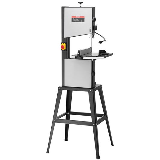VEVOR Band Saw with Stand, 10-Inch, 560 & 1100 RPM Two-Speed Benchtop Bandsaw, 370W 1/2HP Motor with Metal Stand Optimized Work Light Workbench Fence and Miter Gauge, for Woodworking Aluminum Plastic