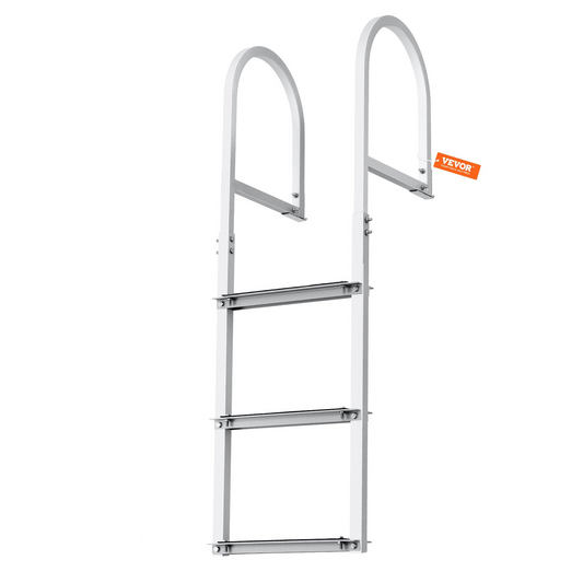 VEVOR Dock Ladder, Removable 3 Steps, 500 lbs Load Capacity, Aluminum Alloy Pontoon Boat Ladder with 3.1'' Wide Step & Nonslip Rubber Mat, Easy to Install for Ship/Lake/Pool/Marine Boarding