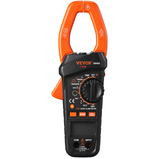 VEVOR Digital Clamp Meter T-RMS, 6000 Counts, 1000A Clamp Multimeter Tester, Measures Current Voltage Resistance Diodes Continuity Data Retention, NCV for Home Appliance, Railway Industry Maintenance