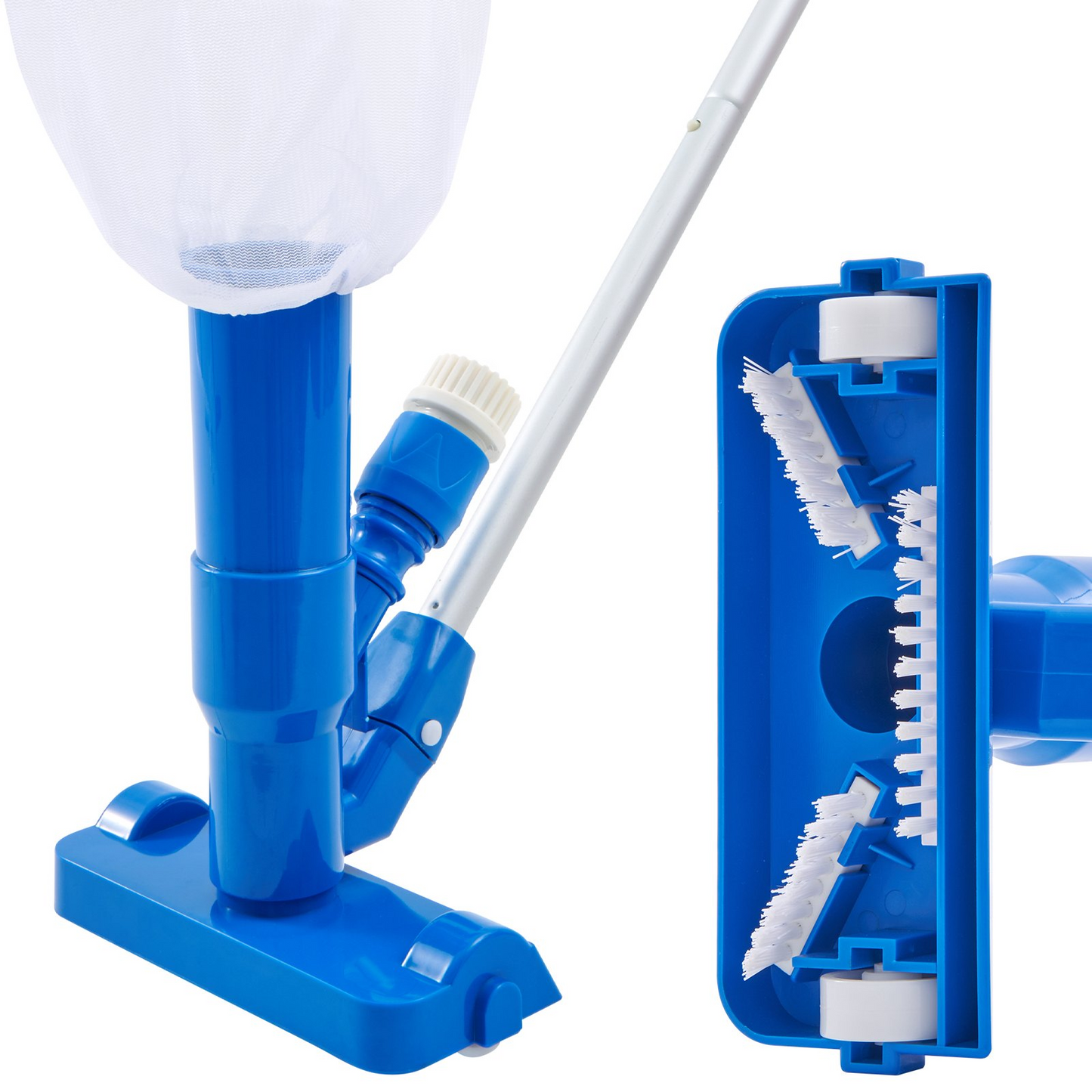 VEVOR Portable Pool Vacuum, Handheld Pool Vacuum Cleaner with 3 Scrub Brushes & 56" 6 Sections Pole, Swimming Pool Jet Cleaner for Above Ground Pool, Inflatable Pool, Spas, Ponds & Fountains