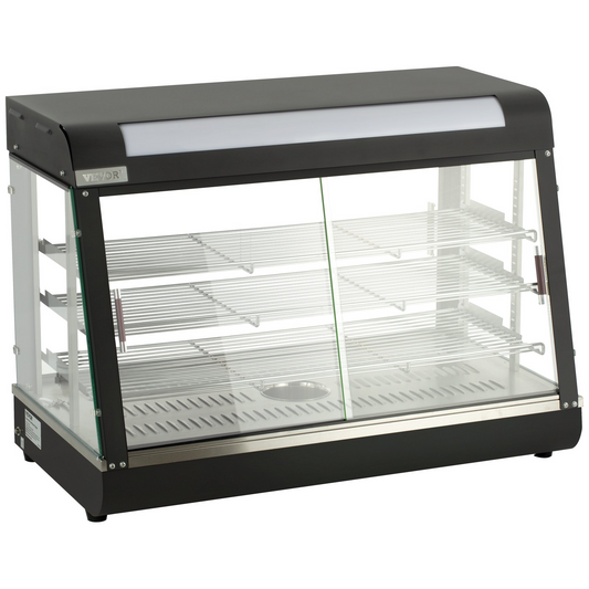 VEVOR 3-Tier Commercial Food Warmer Countertop Pizza Cabinet with Water Tray