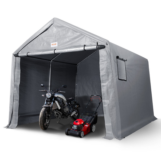 VEVOR Portable Shed Outdoor Storage Shelter, 7 x 12 x 7.36 ft Heavy Duty All-Season Instant Storage Tent Tarp Sheds with Roll-up Zipper Door and Ventilated Windows For Motorcycle, Bike, Garden Tools
