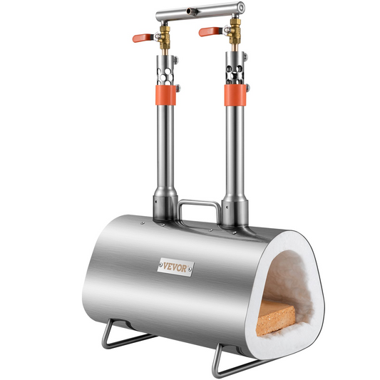 VEVOR Propane Forge Portable, Double Burner Tool and Knife Making, Large Capacity Blacksmith Farrier Forges, Mini Furnace Blacksmithing, Stainless Steel Gas Forging Tools and Equipment, Oval
