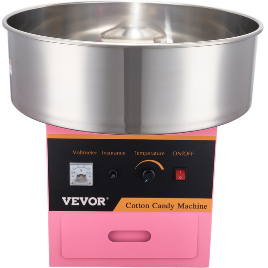 VEVOR Electric Cotton Candy Machine, 1000W Candy Floss Maker, Commercial Cotton Candy Machine with Stainless Steel Bowl, Sugar Scoop, and Drawer, Perfect for Home Kids Birthday, Family Party Pink