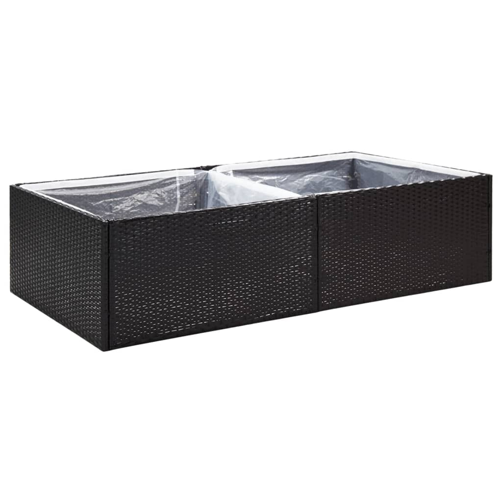 vidaXL Garden Planter Black 61.8"x31.5"x15.7" Poly Rattan