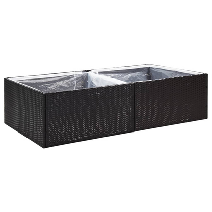vidaXL Garden Planter Black 61.8"x31.5"x15.7" Poly Rattan