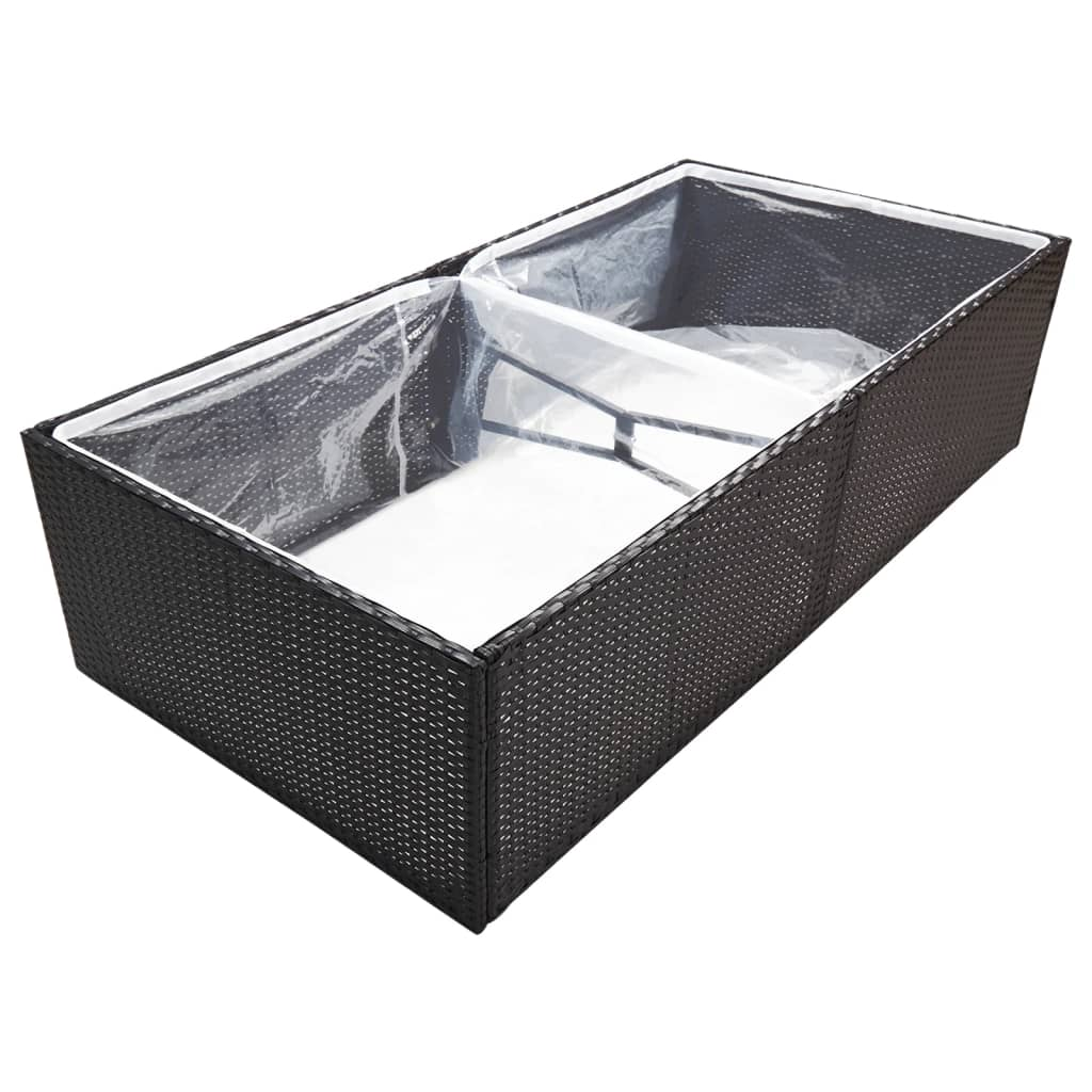 vidaXL Garden Planter Black 61.8"x31.5"x15.7" Poly Rattan