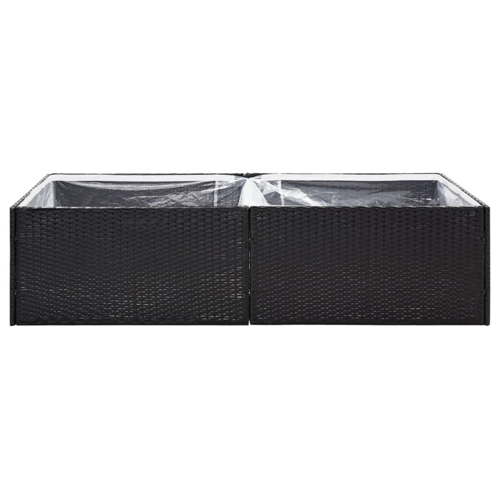 vidaXL Garden Planter Black 61.8"x31.5"x15.7" Poly Rattan