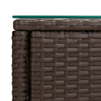 vidaXL Side Table Brown 20.9"x14.6"x18.9" Poly Rattan and Tempered Glass