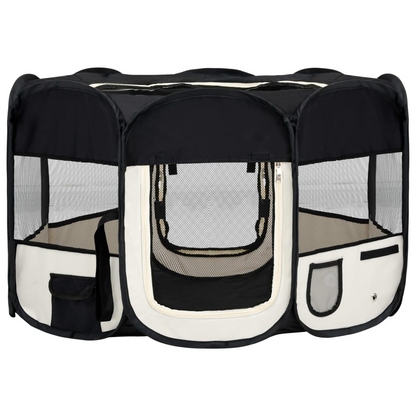 vidaXL Foldable Dog Playpen with Carrying Bag Black 49.2"x49.2"x24"