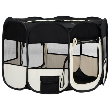 vidaXL Foldable Dog Playpen with Carrying Bag Black 49.2"x49.2"x24"