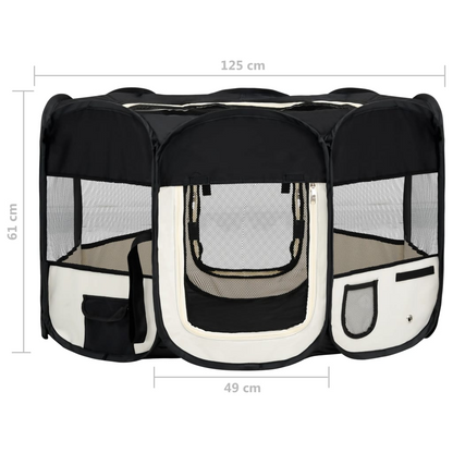 vidaXL Foldable Dog Playpen with Carrying Bag Black 49.2"x49.2"x24"