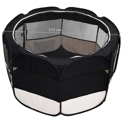 vidaXL Foldable Dog Playpen with Carrying Bag Black 49.2"x49.2"x24"