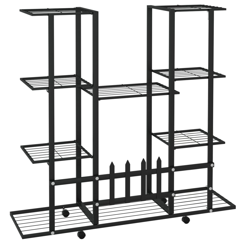 vidaXL Flower Stand with Wheels 37.2"x9.6"x36" Black Iron