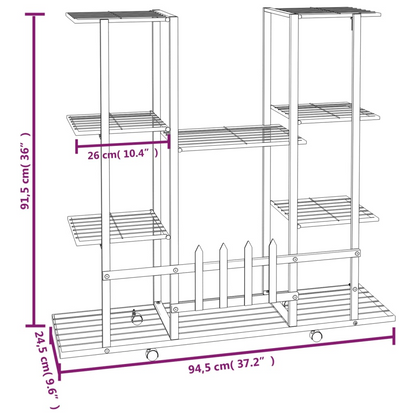 vidaXL Flower Stand with Wheels 37.2"x9.6"x36" Black Iron