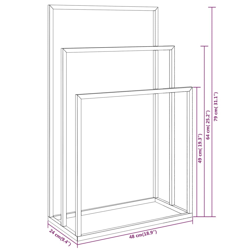 vidaXL Freestanding Towel Rack Gold 18.9"x9.4"x31.1" Iron