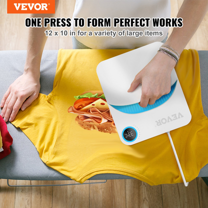 VEVOR Heat Press Machine,10x12inches Portable Shirt Printing Multifunctional Sublimation Transfer Heat Press Machine Teflon Coated, Easy Iron-on Press for T-shirts/Bags/Pillows/HTV Vinyl Projects