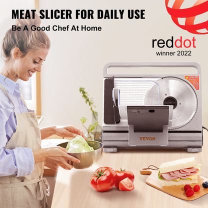 VEVOR 7.5" Commercial Meat Slicer 45W Electric Deli Slicer for Meat Cheese Bread