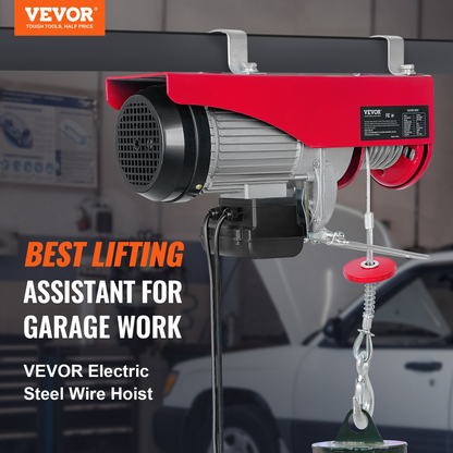 VEVOR Electric Hoist, 440 lbs Lifting Capacity, 480W 110V Electric Steel Wire Winch with 14ft Wired Remote Control, 40ft Single Cable Lifting Height & Pure Copper Motor, for Garage Warehouse Factory