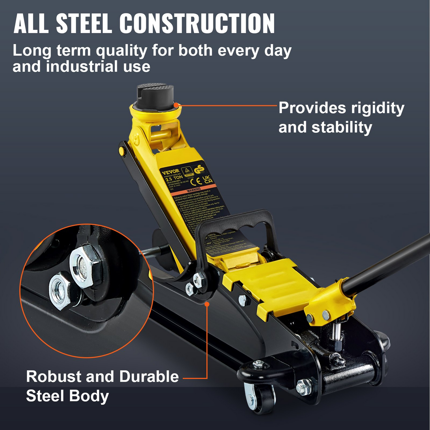 VEVOR Low Profile Floor Jack 2.5 Ton Heavy Steel Single Piston Hydraulic Pump