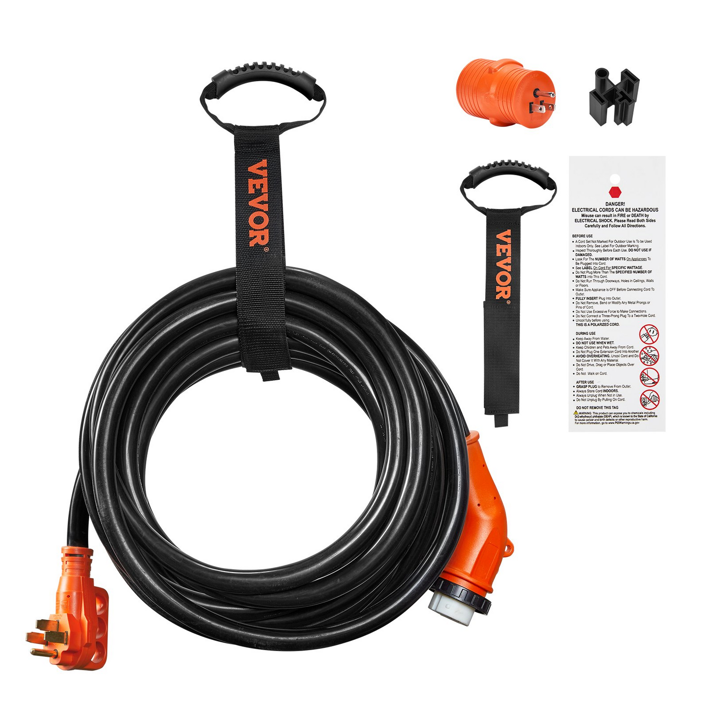 VEVOR 50ft RV Power Cord Generator Cord 50A NEMA SS2-50R/NEMA 14-50P ETL Listed