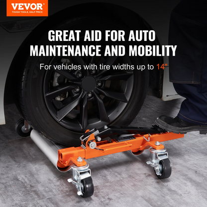 VEVOR Wheel Dolly, 1500 LBS Car Wheel Dolly Jack, Mechanic Lift with Ratcheting Foot Pedal, Vehicle Positioning Hydraulic Tire Jack, Ratchet Type Tire Skates, for Vehicle Car Auto Repair Moving