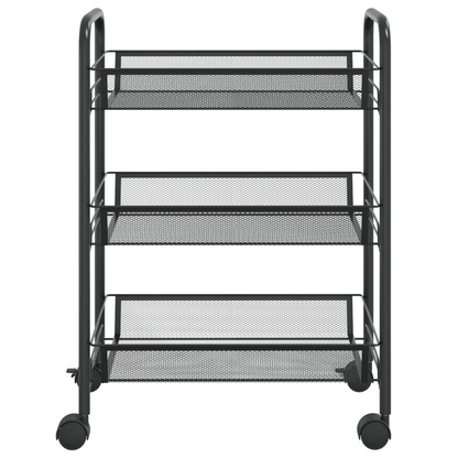 vidaXL 3-Tier Kitchen Trolley Black 18.1"x10.2"x25.2" Iron