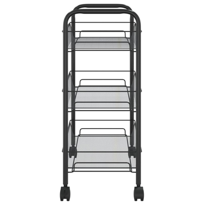 vidaXL 3-Tier Kitchen Trolley Black 18.1"x10.2"x25.2" Iron