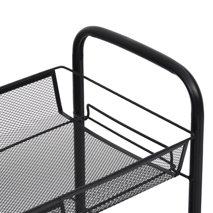 vidaXL 3-Tier Kitchen Trolley Black 18.1"x10.2"x25.2" Iron