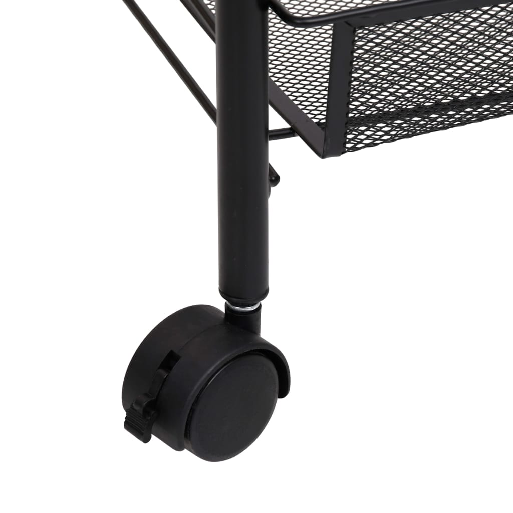 vidaXL 3-Tier Kitchen Trolley Black 18.1"x10.2"x25.2" Iron