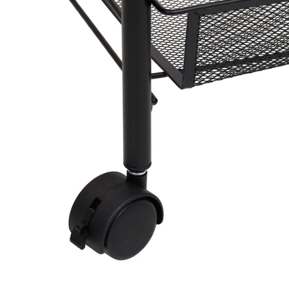 vidaXL 3-Tier Kitchen Trolley Black 18.1"x10.2"x25.2" Iron