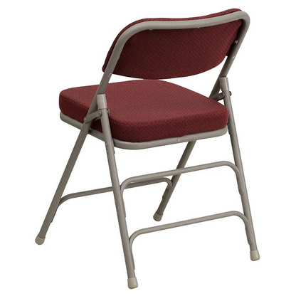 4 Pk. HERCULES Series Premium Curved Triple Braced & Double Hinged Burgundy Fabric Metal Folding Chair