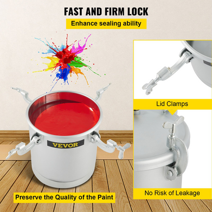 VEVOR Paint Tank 10L Pressure Pot Paint Sprayer 2.5 Gallon Pressure Spray Gun Regulator (10L 1.5mm)