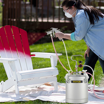 VEVOR Paint Tank 10L Pressure Pot Paint Sprayer 2.5 Gallon Pressure Spray Gun Regulator (10L 1.5mm)