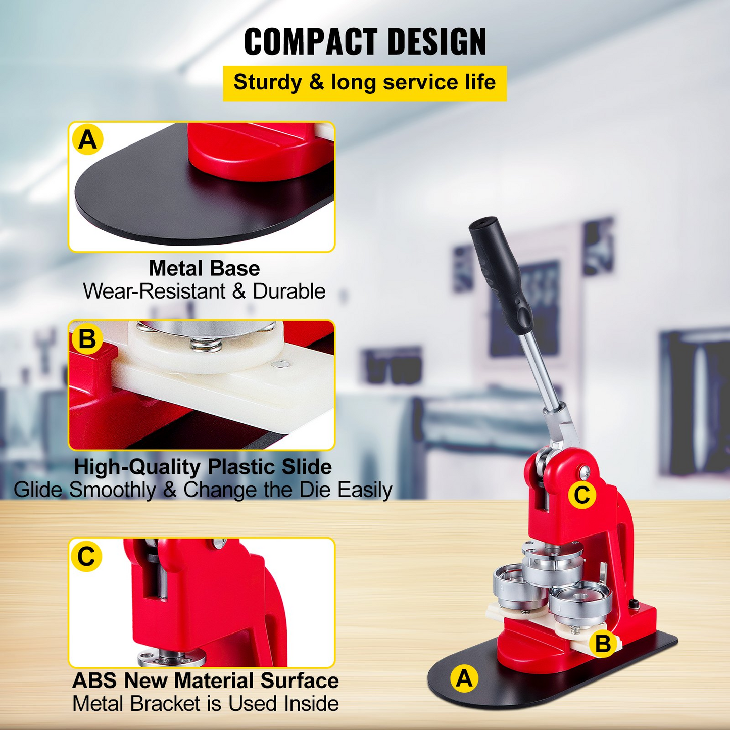 VEVOR Button Maker 58mm Badge Maker Machine 2.28 inch Badge Punch Press Pin Button Maker with Free 500 Pcs Button Parts and Circle Cutter (500pcs,58mm 2-1/4")