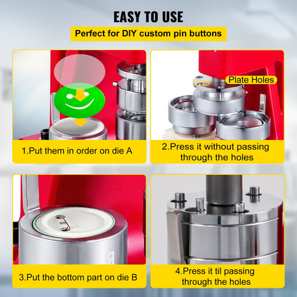 VEVOR Button Maker 58mm Badge Maker Machine 2.28 inch Badge Punch Press Pin Button Maker with Free 500 Pcs Button Parts and Circle Cutter (500pcs,58mm 2-1/4")