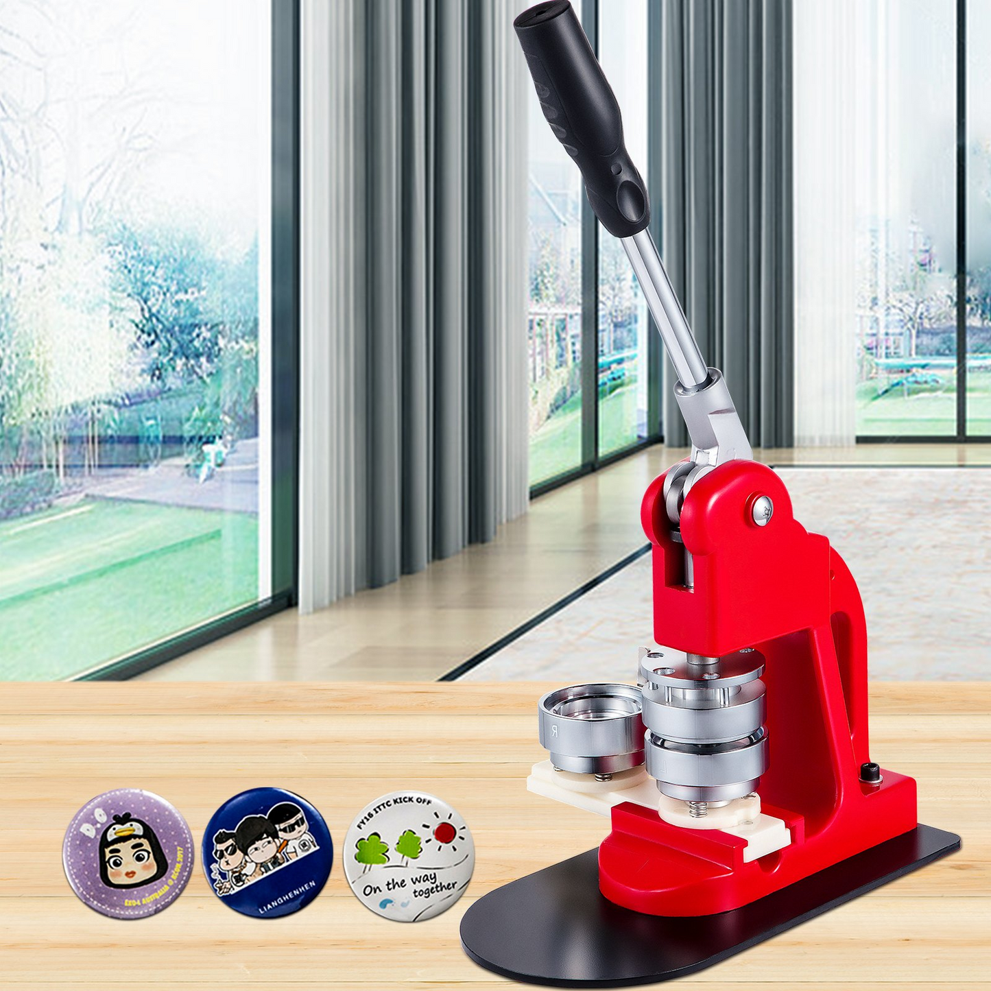 VEVOR Button Maker 58mm Badge Maker Machine 2.28 inch Badge Punch Press Pin Button Maker with Free 500 Pcs Button Parts and Circle Cutter (500pcs,58mm 2-1/4")