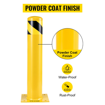 VEVOR Safety Bollard 24-4.5 Safety Barrier Bollard 4-1/2" OD 24" Height Yellow Powder Coat Pipe Steel Safety Barrier with 4 Free Anchor Bolts for Traffic-Sensitive Area