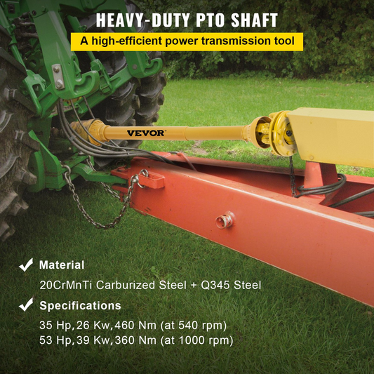 VEVOR PTO Shaft, 1-3/8" PTO Drive Shaft, 6 Spline Both Ends PTO Driveline Shaft, Series 4 Tractor PTO Shaft, 31.5"-41" Brush Hog PTO Shaft, Yellow PTO Shaft w/Slip Clutch for Bush Hog/Finish Mower