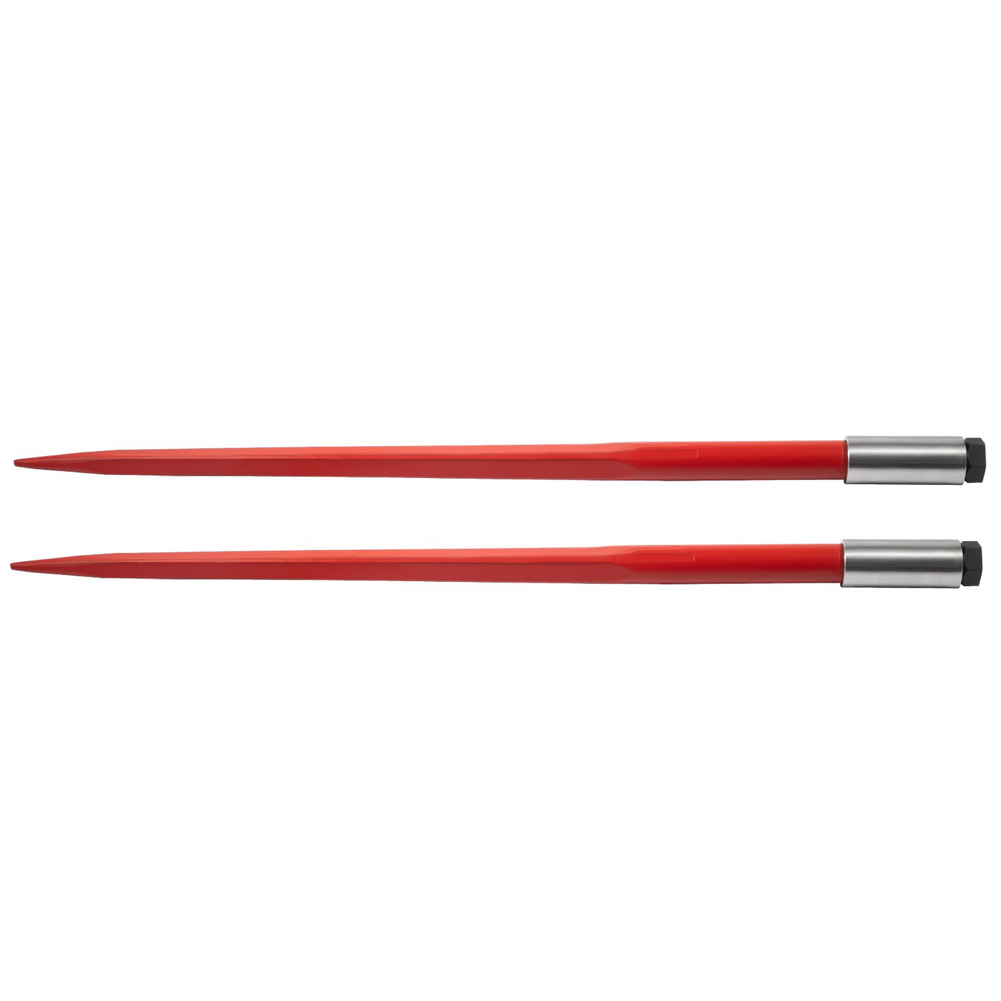 VEVOR Pair Hay Spear 43" Bale Spear 3000 lbs Capacity, Bale Spike Quick Attach Square Hay Bale Spears 1 3/4", Red Coated Bale Forks, Bale Hay Spike with Hex Nut & Sleeve for Buckets Tractors Loaders