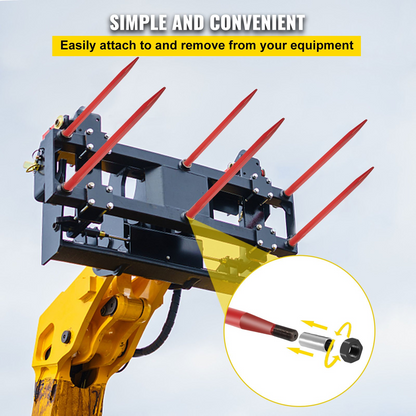 VEVOR Pair Hay Spear 39" Bale Spear 3000 lbs Capacity, Bale Spike Quick Attach Square Hay Bale Spears 1 3/4", Red Coated Bale Forks, Bale Hay Spike with Hex Nut & Sleeve for Buckets Tractors Loaders