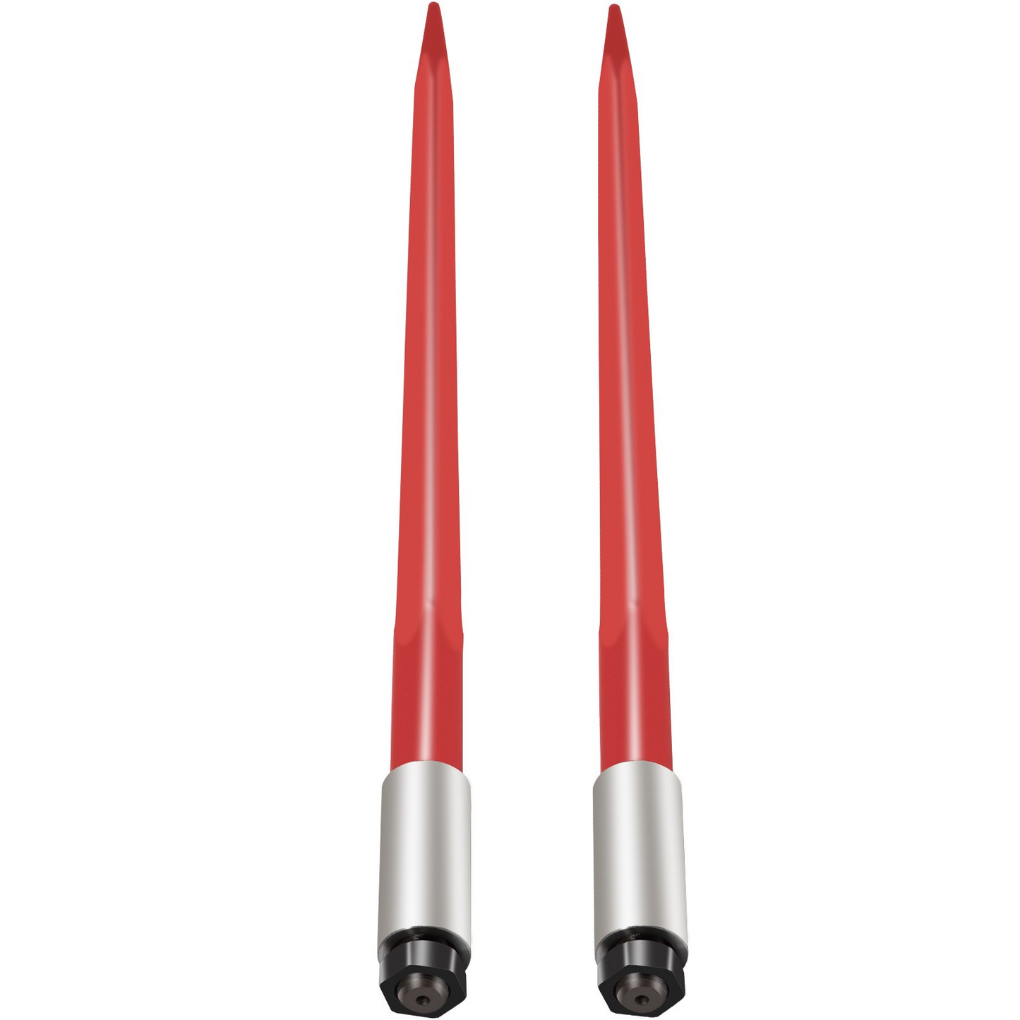 VEVOR Pair Hay Spear 39" Bale Spear 3000 lbs Capacity, Bale Spike Quick Attach Square Hay Bale Spears 1 3/4", Red Coated Bale Forks, Bale Hay Spike with Hex Nut & Sleeve for Buckets Tractors Loaders