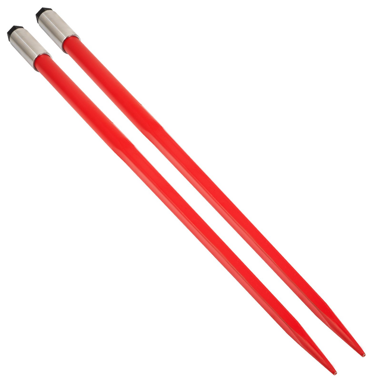VEVOR Pair Hay Spear 49" Bale Spear 3000 lbs Capacity, Bale Spike Quick Attach Square Hay Bale Spears 1 3/4", Red Coated Bale Forks, Bale Hay Spike with Hex Nut & Sleeve for Buckets Tractors Loaders