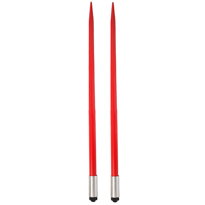 VEVOR Pair Hay Spear 49" Bale Spear 3000 lbs Capacity, Bale Spike Quick Attach Square Hay Bale Spears 1 3/4", Red Coated Bale Forks, Bale Hay Spike with Hex Nut & Sleeve for Buckets Tractors Loaders