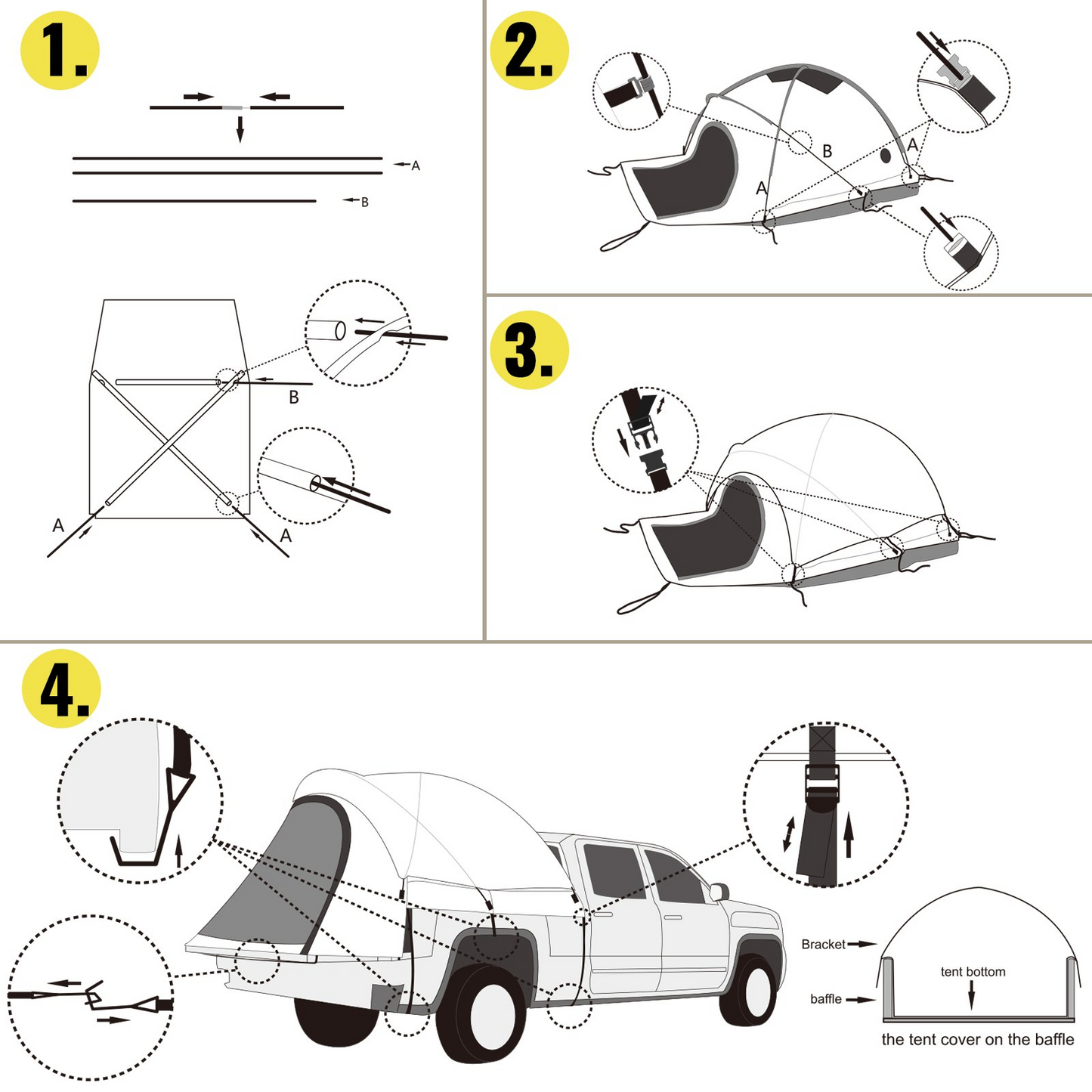 VEVOR Truck Tent 6.5 ft, Truck Bed Tent, Pickup Tent for Full Size Truck, Waterproof Truck Camper, 2-Person Sleeping Capacity, 2 Mesh Windows, Easy to Setup Truck Tents for Camping, Hiking, Fishing